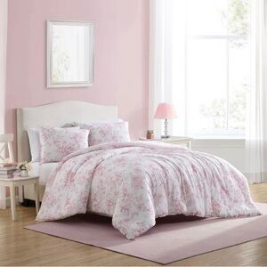 ELEGANT Pink Floral Comforter Set TWIN XL